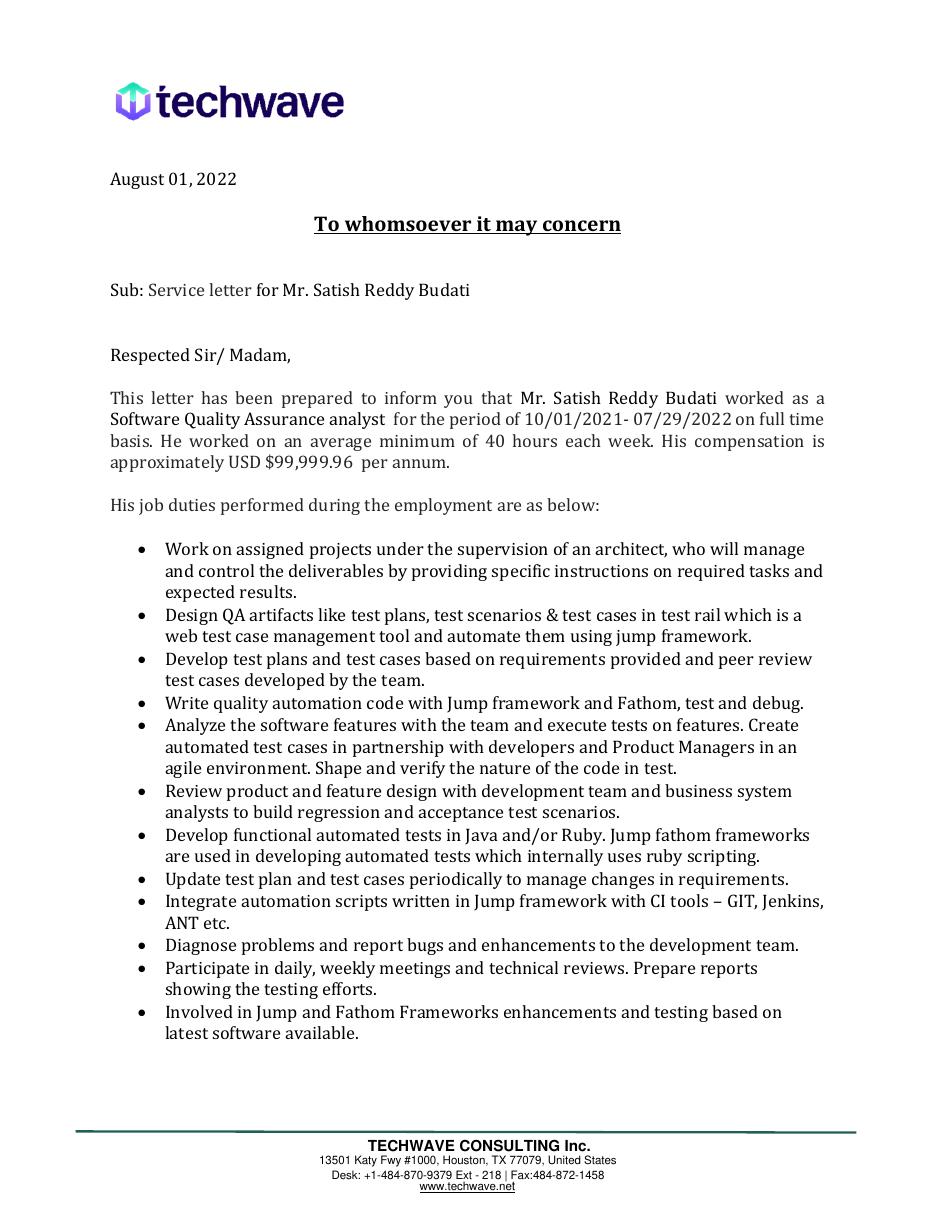 Techwave experience letter