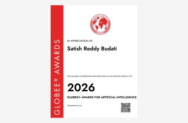 Globee® Awards for Artificial Intelligence judging certificate