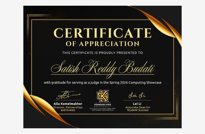Spring 2026 Computing Showcase judging certificate